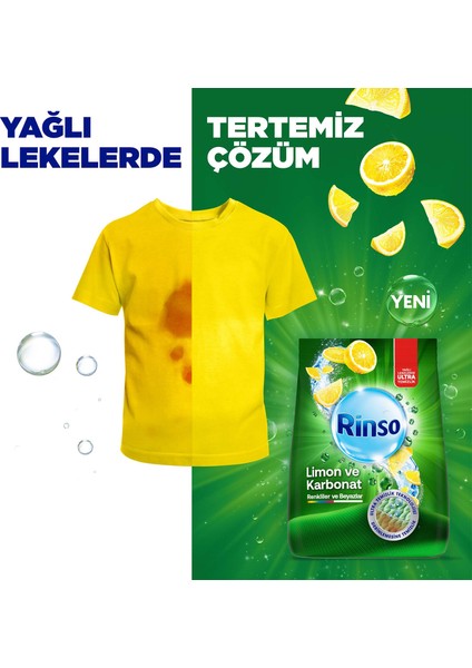 Toz Deterjan Limon Karbonat Renkliler ve Beyazlar İçin Derinlemesine Temizlik 8 kg