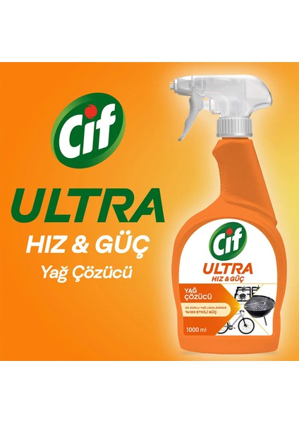 Ultra Hız & Güç Yağ Çözücü Sprey 1000 ml Leke ve Kir Çıkarıcı X2 Cif Kireç Sökücü Sprey 1000 ml X2