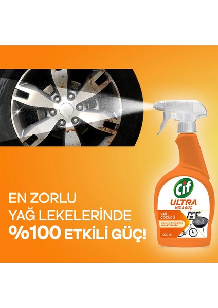 Ultra Hız & Güç Yağ Çözücü Sprey 1000 ml Leke ve Kir Çıkarıcı X2 Cif Kireç Sökücü Sprey 1000 ml X2