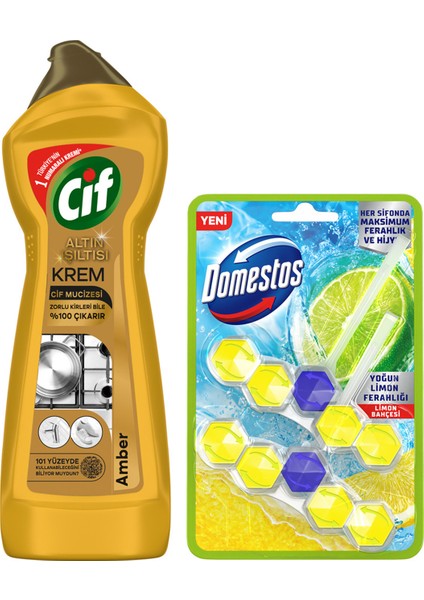 Cif Krem Altın Işıltısı Amber Kokulu 750 ml X1 Tuvalet Bloğu Limon Bahçesi 100 G X1 fiyatları
