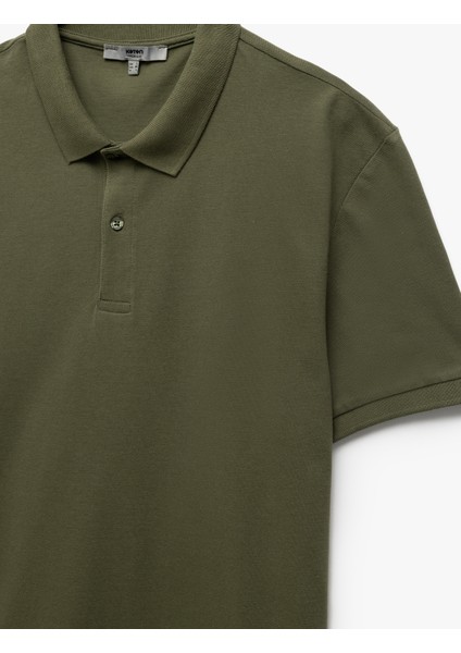 Kısa Kollu Pamuklu Pike Kumaş Polo Yaka Slim Fit Tişört indirimleri