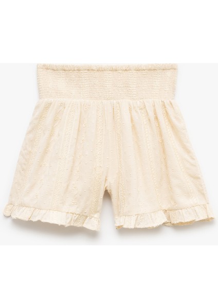 Fırfır Detaylı Gipeli Beli Lastikli Dokulu Şort fiyatları