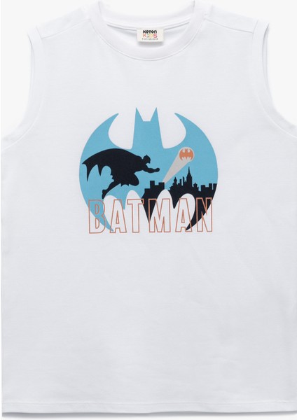 Lisanslı Batman Baskılı Kolsuz Bisiklet Yaka Atlet