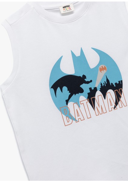 Lisanslı Batman Baskılı Kolsuz Bisiklet Yaka Atlet modelleri