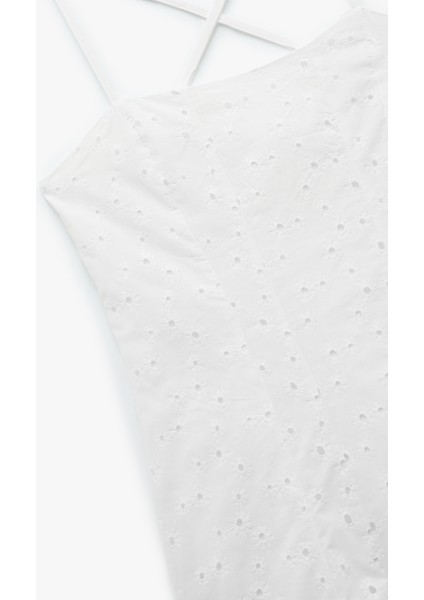 Poplin Dar Kesim Çapraz Ip Askılı Pileli Mini Fisto Elbise