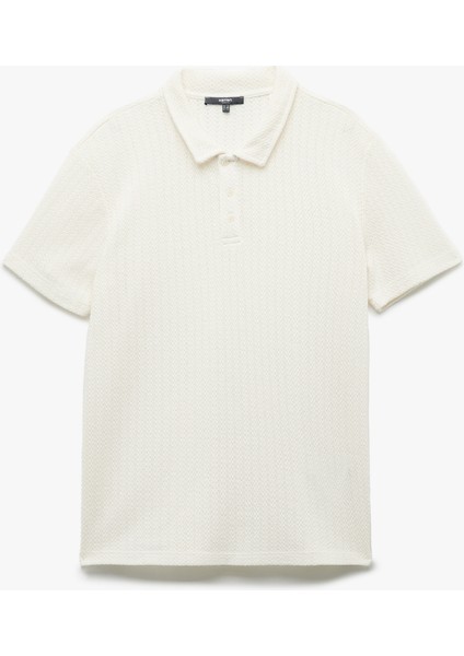 Regular Fit Kısa Kollu Dokulu Polo Yaka Tişört
