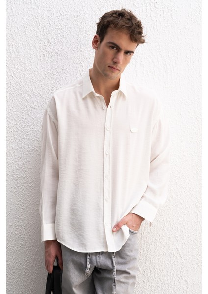 Oversıze Modal Beyaz Gömlek modelleri