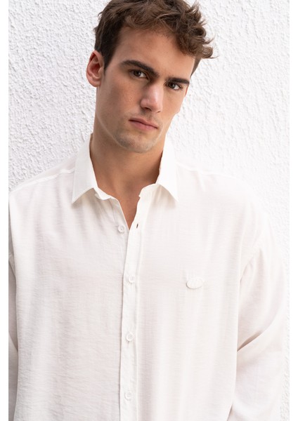 Oversıze Modal Beyaz Gömlek fırsatları