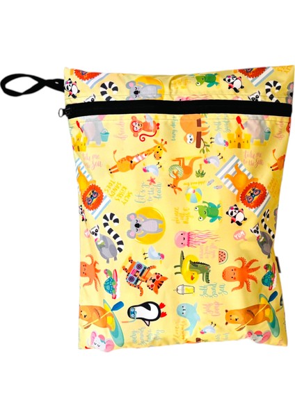 2 Adet, 37 x 30 Cm, Summer ve Zoo Desen, Sıvı Geçirmeyen Çok Amaçlı Çanta, Ekonomik Set, Yıkanabilir