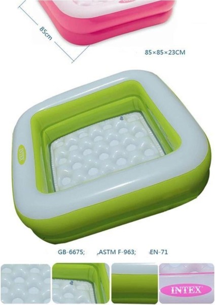 Yumuşak Tabanlı Kare Çocuk Havuzu, 86X86CM, Yeşil Renkli, Eğlence Dolu Yaz Günü Keyfi indirimleri