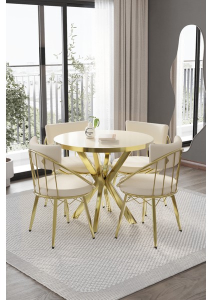 İCON Mutfak Masası Takımı , 4 Kişilik Mutfak Masa Takımı , Yuvarlak Masa Takımı