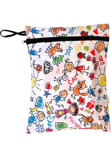2 Adet, 37x30cm Summer ve Family Desen, Sıvı Geçirmeyen Çok Amaçlı Çanta, Ekonomik Set, Yıkanabilir