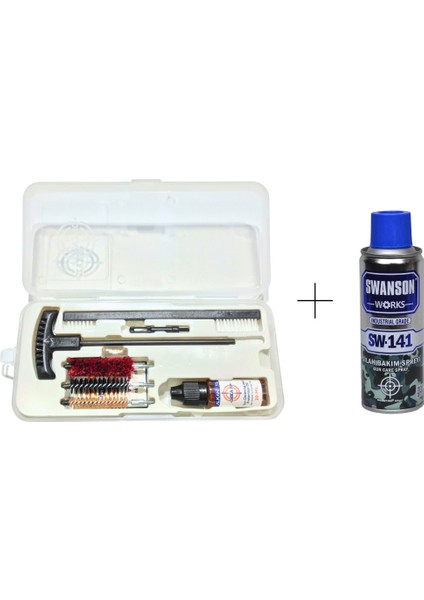 Tabanca Temizlik Seti Harbi Takımı 9mm. + Bakım Spreyi