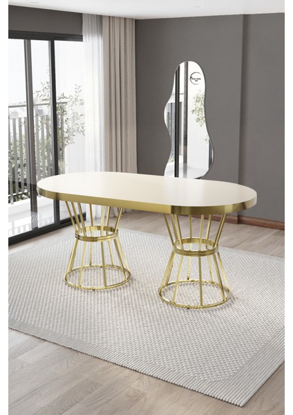 ZÜMRÜT Mutfak Masası Takımı, Salon Masası Takımı ,6 Kişilik Gold Salon Masası Takımı BENCHLİ modelleri