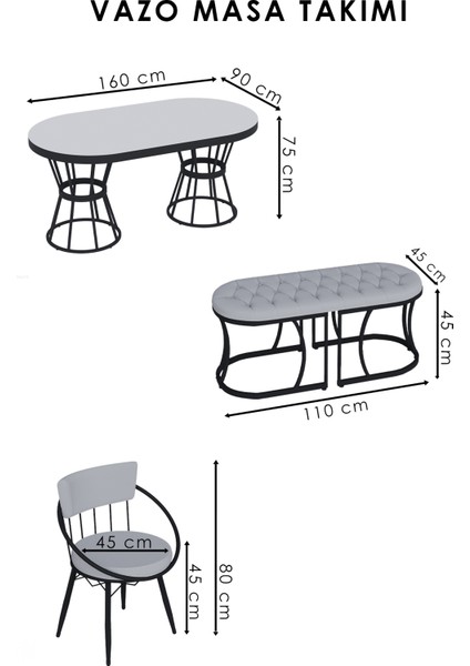 ZÜMRÜT Mutfak Masası Takımı, Salon Masası Takımı ,6 Kişilik Gold Salon Masası Takımı BENCHLİ indirimleri