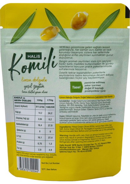 Limon Dolgulu Yeşil Zeytin 170 gr