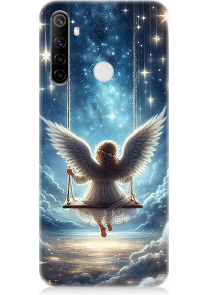 Realme 6i Uyumlu Yıldızlarla Salıncakta Melek Desenli Silikon Kılıf