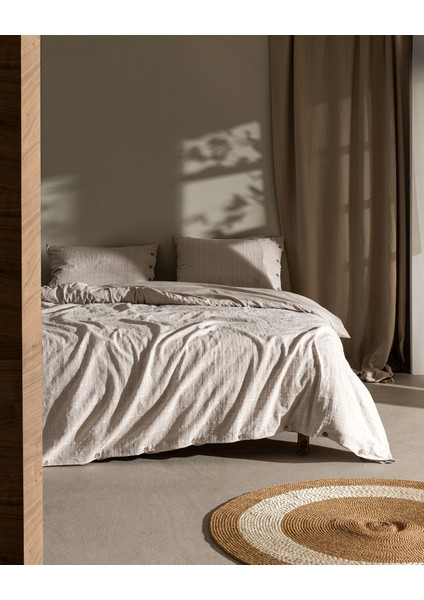 Lumiere King Size %100 Pamuk Armürlü Nevresim Takımı - Beyaz