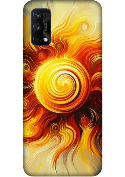 Realme 7 Pro Uyumlu Alev Girdabında Güneş Patlaması Desenli Silikon Kılıf