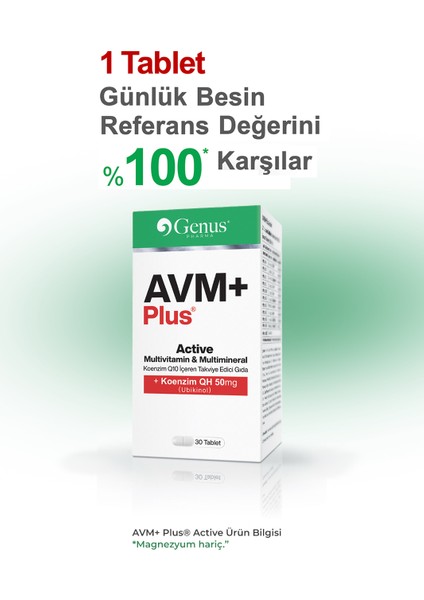 AVM+ Plus Active, Multivitamin İçeren Takviye Gıda (30 Tablet)