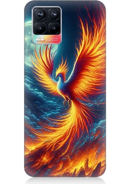 Realme 8 Uyumlu Ateşle Dans Eden Anka Desenli Silikon Kılıf