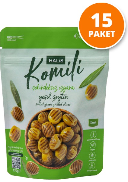 Çekirdeksiz Izgara Yeşil Zeytin 15 x 170g