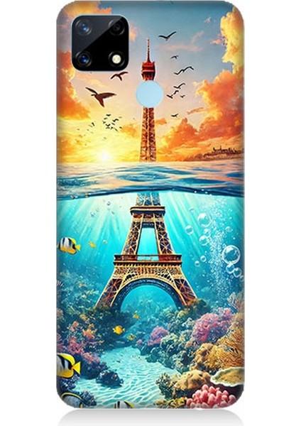 Realme C25 Uyumlu Denizaltında Eyfel Hayali Desenli Silikon Kılıf