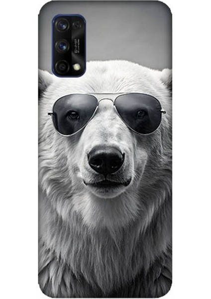 Realme 7 Pro Uyumlu Havalı Gözlüklü Ayı Desenli Silikon Kılıf