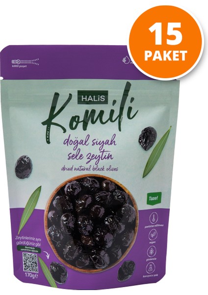 Doğal Siyah Sele Zeytin 15 x 170g