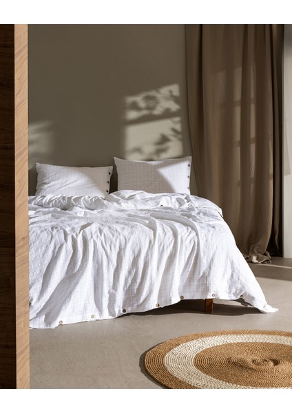 Lumiere King Size %100 Pamuk Armürlü Nevresim Takımı - Bej