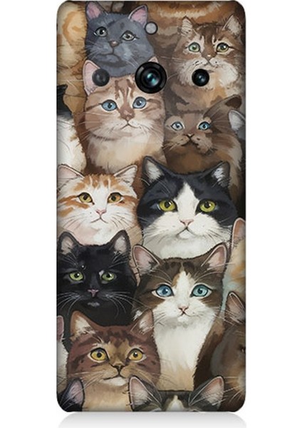 Realme 11 Pro Plus Uyumlu Kedi Kalabalığında Kaos Desenli Silikon Kılıf