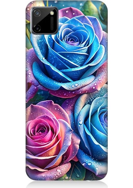 Realme C11 Uyumlu Gökkuşağı Renkli Güller Desenli Silikon Kılıf
