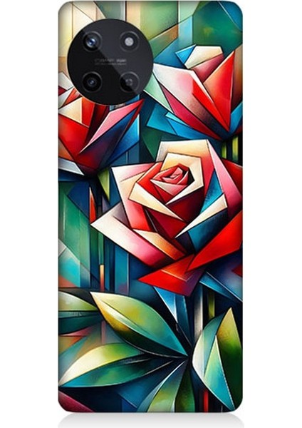 Realme 11 4g Uyumlu Soyut Origami Gül Deseni Desenli Silikon Kılıf