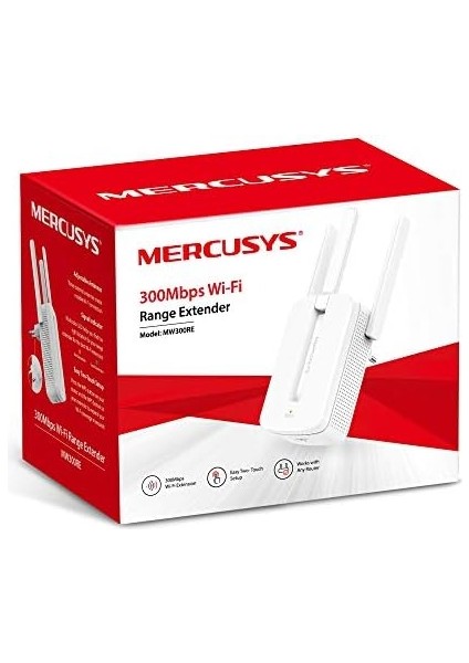 MW300RE, N300 Mbps, 3 Harici Anten, Tek Tuşla Kolay Kurulum, Mobil Uygulama Desteği, Dual-Band Wi-Fi 4 Menzil Genişletici