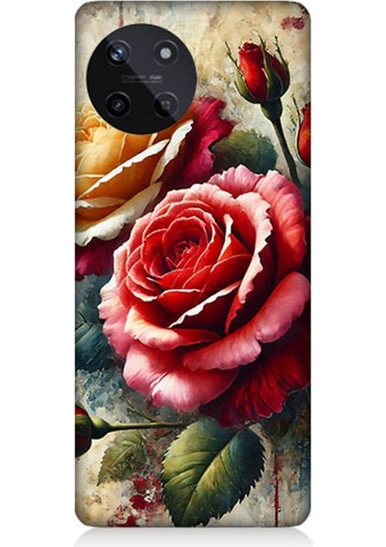 Realme 11 4g Uyumlu Kırmızı Sarı Gül Tutkusu Desenli Silikon Kılıf