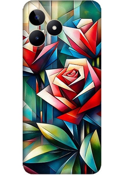 Realme C53 Uyumlu Soyut Origami Gül Deseni Desenli Silikon Kılıf