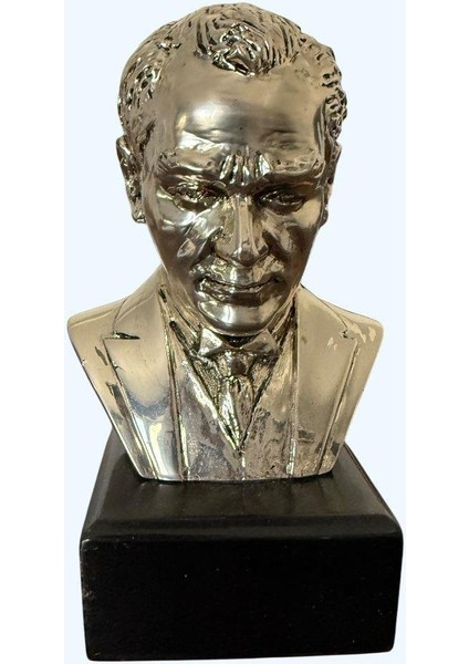 Atatürk Heykel Biblo 20 cm Gümüş Renk