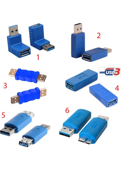 USB 3.0 Çevirici Adaptör Seti USB 3.0 Dönüştürücü 6'lı Set