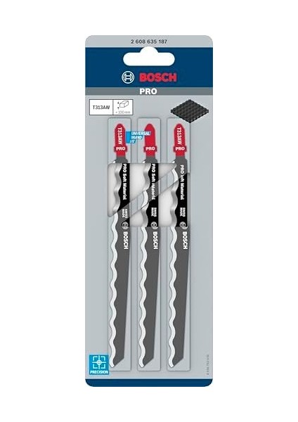 3 x Pro Soft Material T313AW Dekupaj Testere Bıçağı (Kauçuk Için, Uzunluk 152 Mm, Profesyonel Aksesuar Dekupaj Testere)