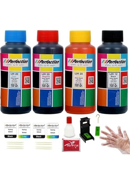 Canon Uyumlu Iki Kartuşlu Yazıcılar Için Dolum Seti 4X100 Gr. Aparatlı+Solüsyonlu