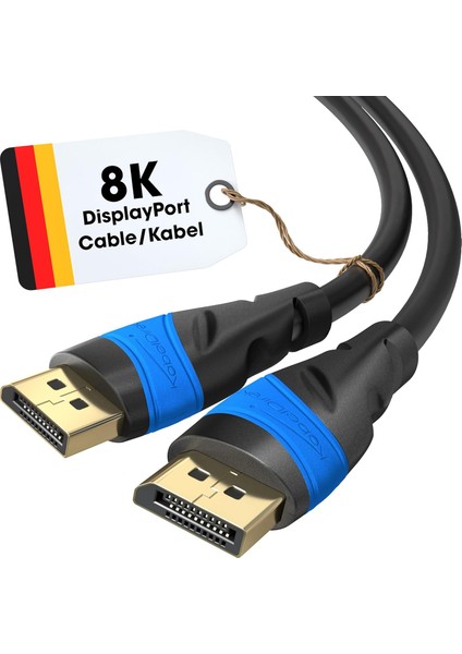 - 8k Displayport Kablo - 2m - Dp Kablosu, Almanya Da Geliştirilmiştir - 0,5-10M Arasında Mevcuttur (Pc/laptop Için Display Port Monitör Kablosu, 8K/4K@60Hz, 144Hz, Dolby Audio, Siyah)