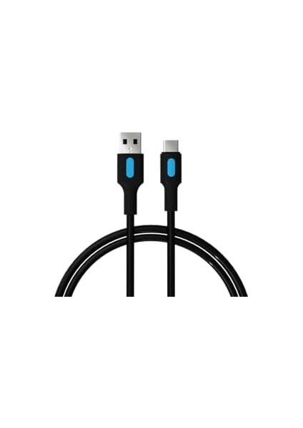 Coral USB A-C Hızlı Şarj Kablosu (Siyah + Mavi/siyah Uç) (150 Cm)