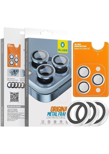 iPhone 16/16 Plus / 16 Pro / 16 Pro Max Uyumlu Metal Frame Aplikatörlü Kamera Lens Camı Koruyucu (Şeffaf, iPhone 16 Pro / 16 Pro Max)