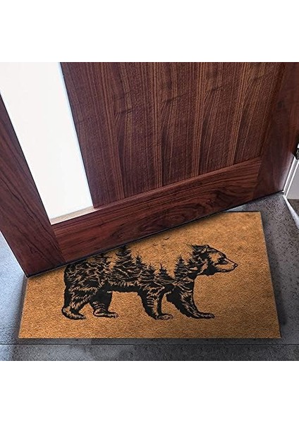Tasarımlı Dekoratif Kapı Önü Paspas, Dış Mekan/ ev Içi/ banyo/ mutfak/ yatak Odası/ giriş Paspasları (Bear, 45X70)