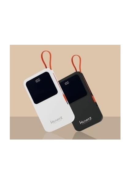 H23 20000 Mh Pd 20W ve USB 22.5W Fast Hızlı Şarj Dahili Type C ve Lightning Kablolu Dünya Standartlarına Uygun Polymer Batarya Birebir Amper LCD Göstergeli Powerbank
