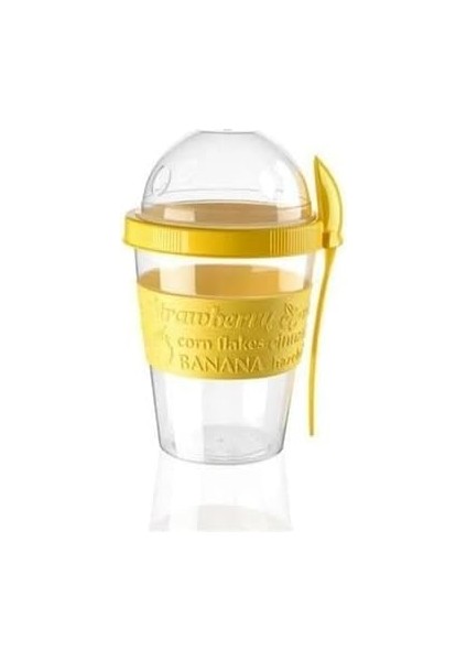 Deer Go Detoks Kapaklı Kaşıklı Hazırla Nane Çık Meynaneli Yoğurt Müsli Kabı Beslenme Diyet 600 ml Sarı, Black Deer
