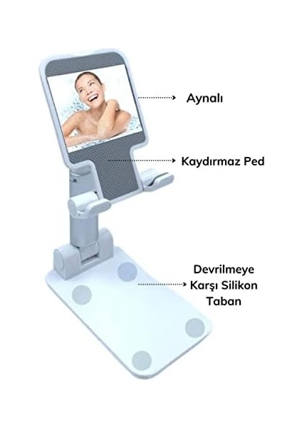 Pembe Cep Telefonu Sabitleyici Stand Katlanabilir Ayarlanabilir Telefon Standı