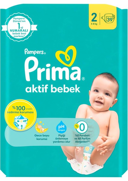 Bebek Bezi Aktif Bebek 2 Beden 39 Adet Standart Paket