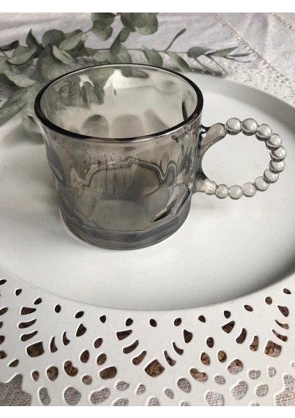 Kupa Bardak, Modern Cam Fincan, Kahve ve Çay Kupası, Sunum Fincanı, Içecek Bardağı (Füme Gri)