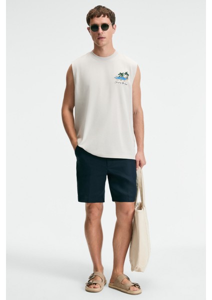 Superrıor Erkek Baskı Detaylı Bisiklet Yaka Oversize Fit Bej T-Shirt fiyatları